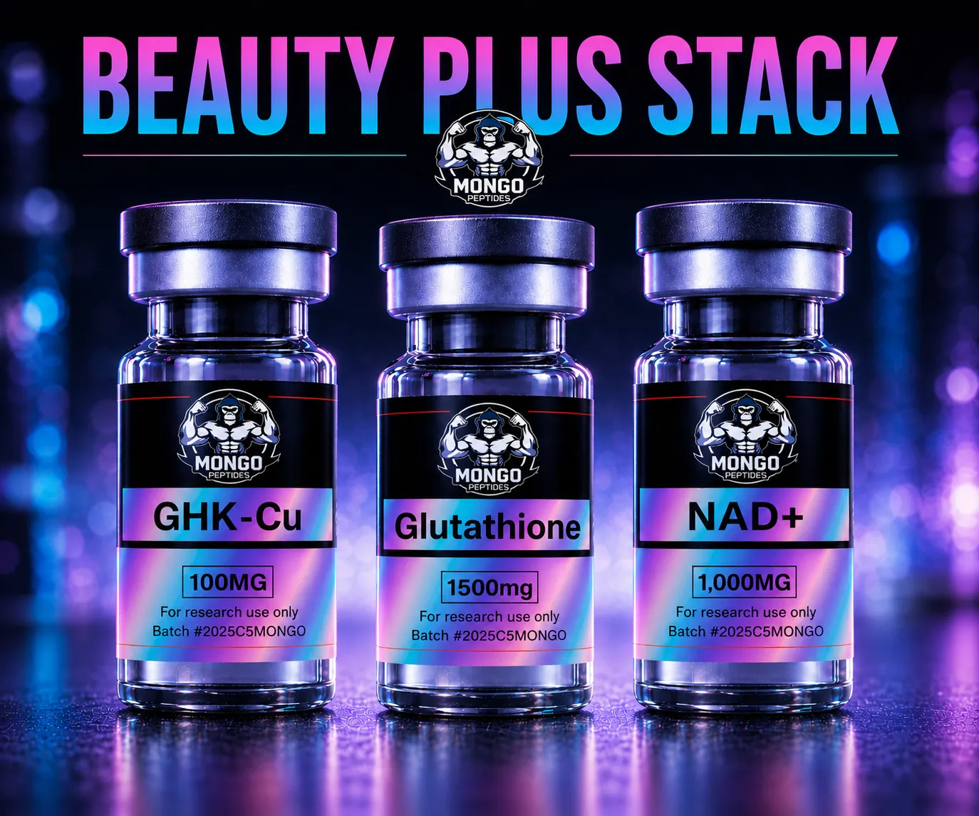 Beauty Plus Stack — GHK-Cu 100mg + Glutathione 1500mg + NAD+ 1000mg